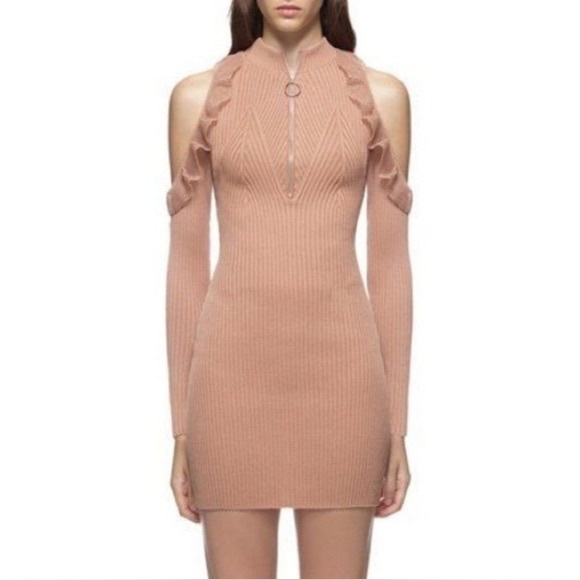 Self Portrait Ribbed cold shoulder sweater dress Sz med - Picture 2 of 16